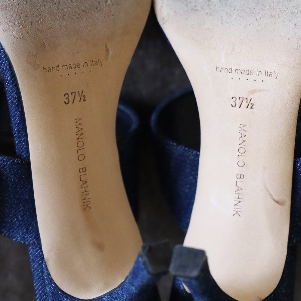SOLD! Manolo Blahnik Denim Sandal Heel with Buckle - Picture 10 of 10
